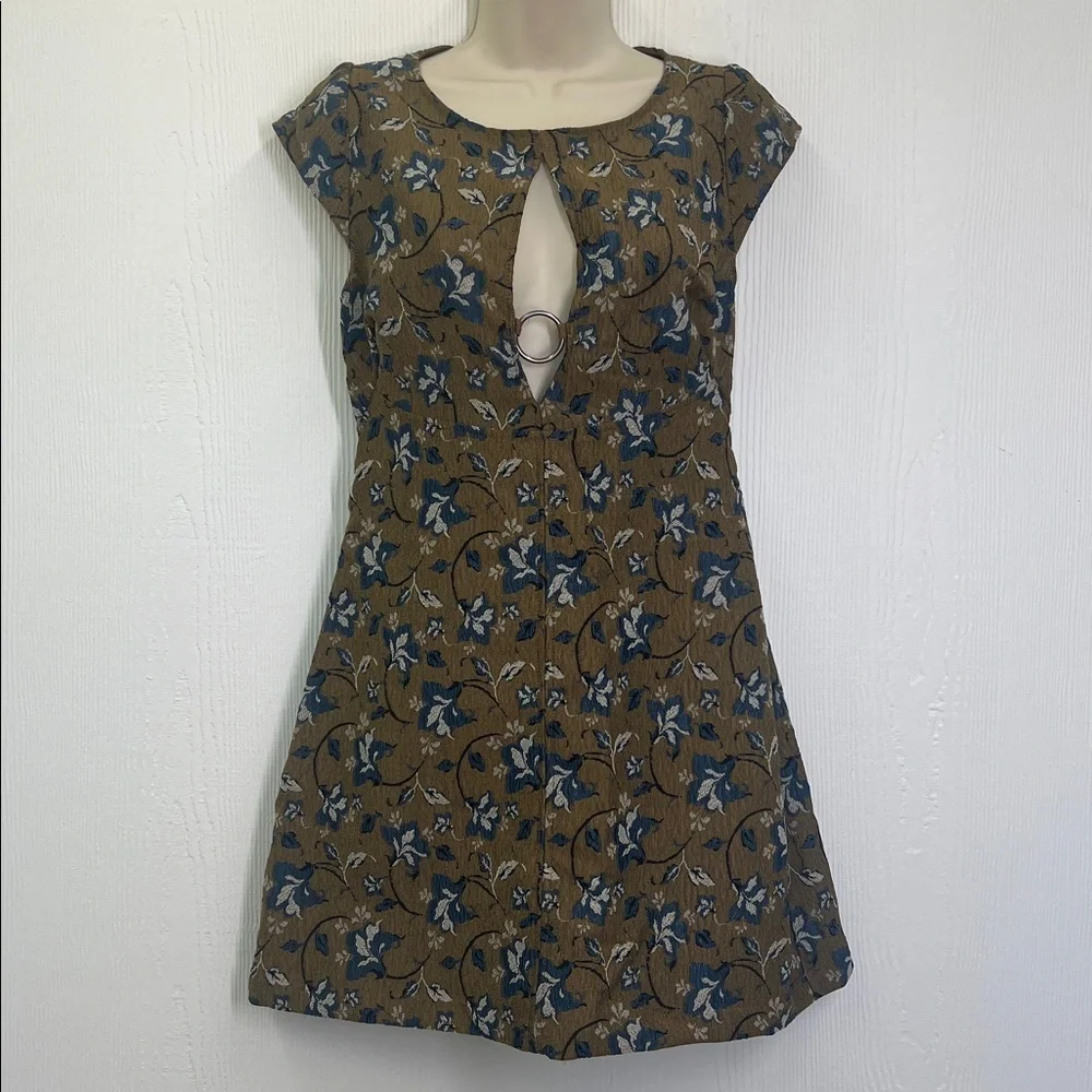 Free People - Say Yes Textured Colorful Keyhole Short Sleeve Mini Dress Size 6